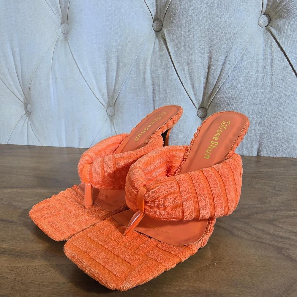 ComeShun orange textured thong heels size 41 β New